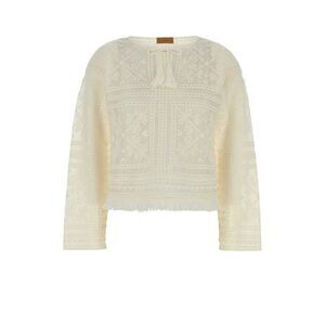 ALANUI Crochet Knit Cropped Sweater Women WHITE Shirts